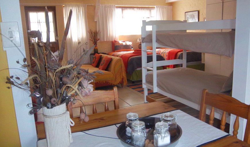 DOWN TO EARTH Family self catering unit: Open plan family room with bunks and king size bed