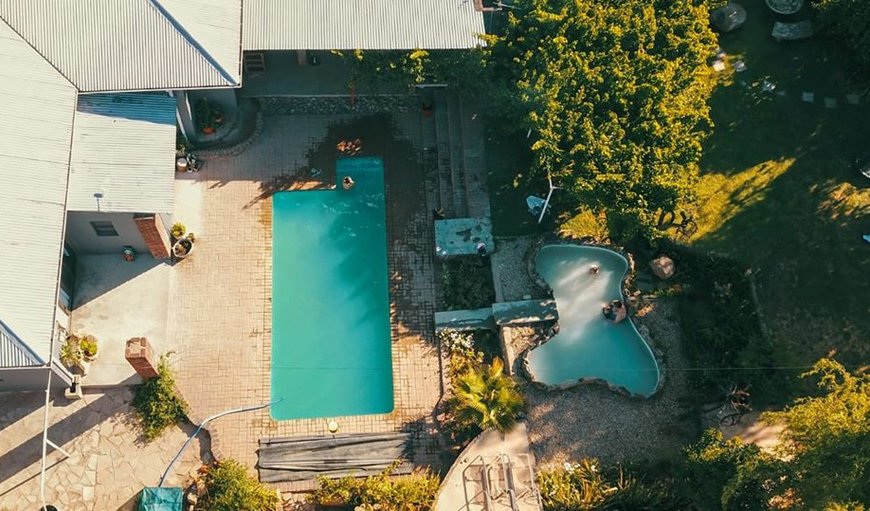 Aerial photo of the pool area in the garden in Colesberg, Northern Cape, South Africa