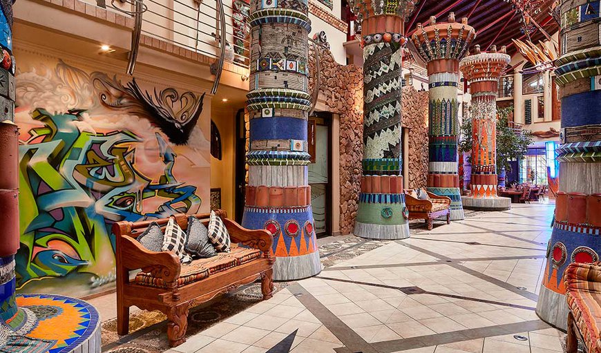 The palace, reflecting on parts of KwaZulu-Natal history, is the vision of Durban artist Peter Amm, who has used his entire collection of Zulu art and crafts, incorporated into more than 40 beaded columns of exquisite beauty. The palace, reflecting on parts of KwaZulu-Natal history, is the vision of Durban artist Peter Amm, who has used his entire collection of Zulu art and crafts, incorporated into more than 40 beaded columns of exquisite beauty.