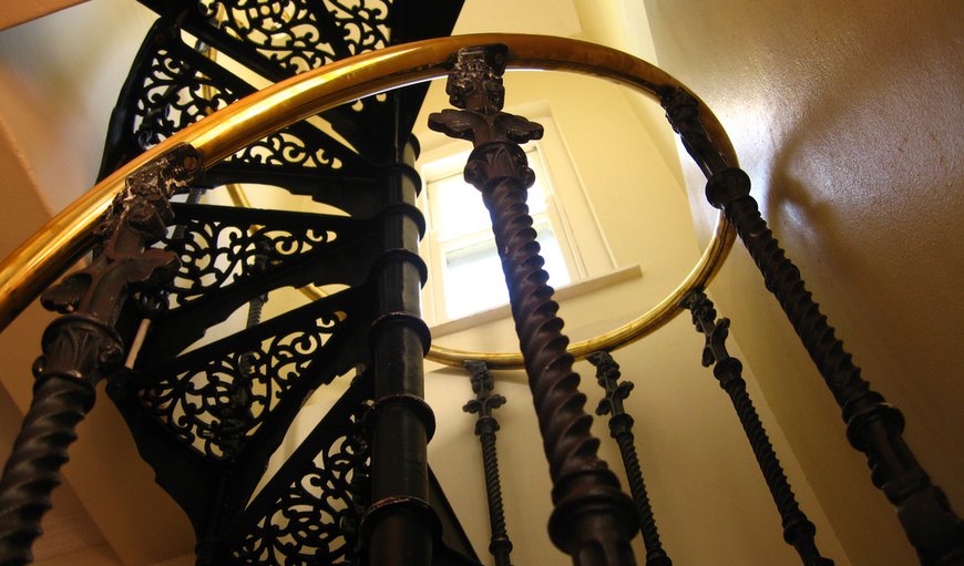 B Superior6 MainHouse TwinSingle Shower: Antique stairway.