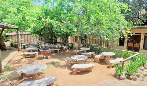 Eco Dormitory Unit: Outdoor Relaxation /Eating area
