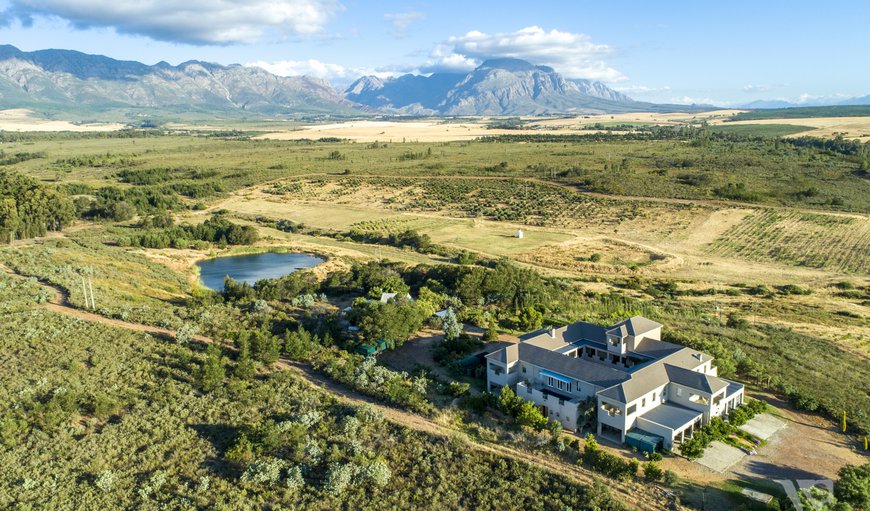 Drone view of farm and dam in Tulbagh, Western Cape, South Africa