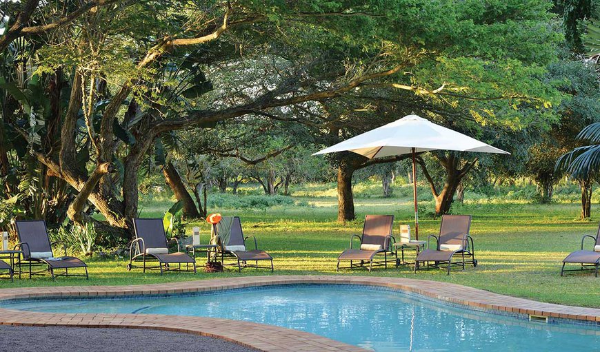 Cool off after a day of enthralling game viewing with a refreshing dip in the swimming pool. in Hluhluwe, KwaZulu-Natal, South Africa