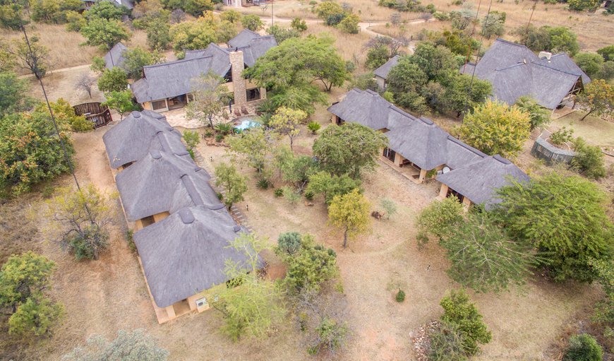 Aerial view of the main lodge and its 6 chalets.