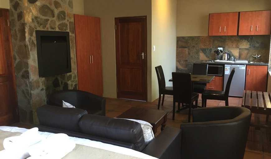 Studio 3 sleeper TL Manor: Open-plan lounge/dining and kitchenette with an indoor braai