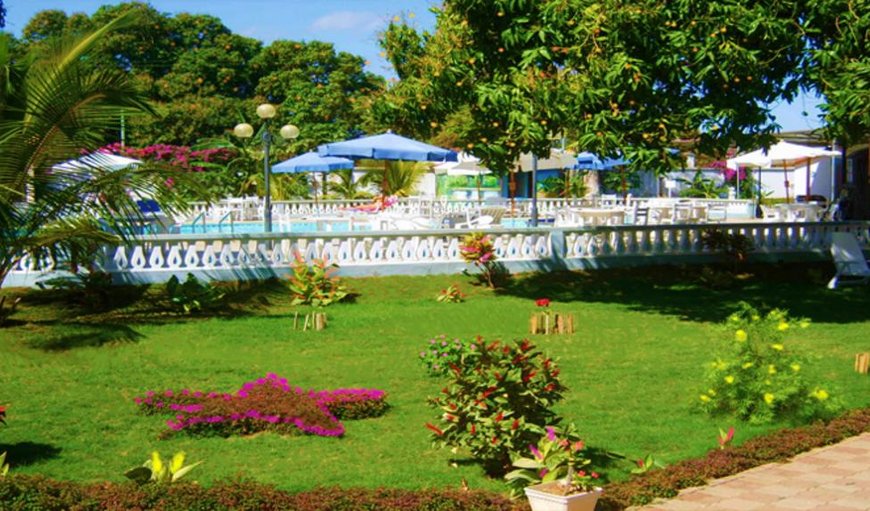 The beautiful garden and pool area in Morondava, Toliara Province, Madagascar