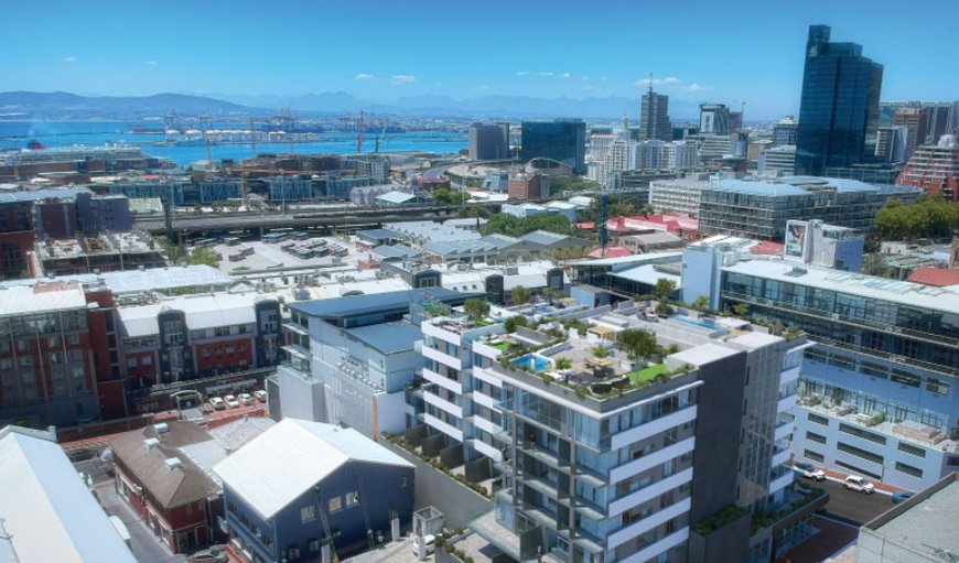 Aerial view of apartment block