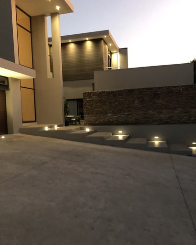 Property exterior at night time