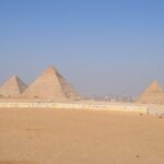 Giza pyramids: Antique wonders on the sand of deserts.